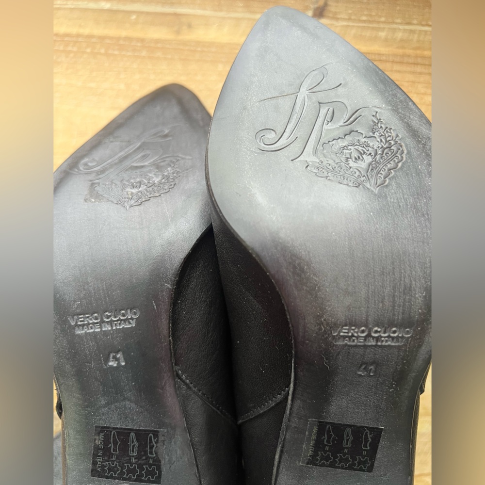Free People Studded Dakota Heel Leather Boots Black Size 41 New - Picture 8 of 10